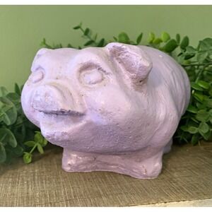 6" Concrete Vintage-Style Purple Small Pig